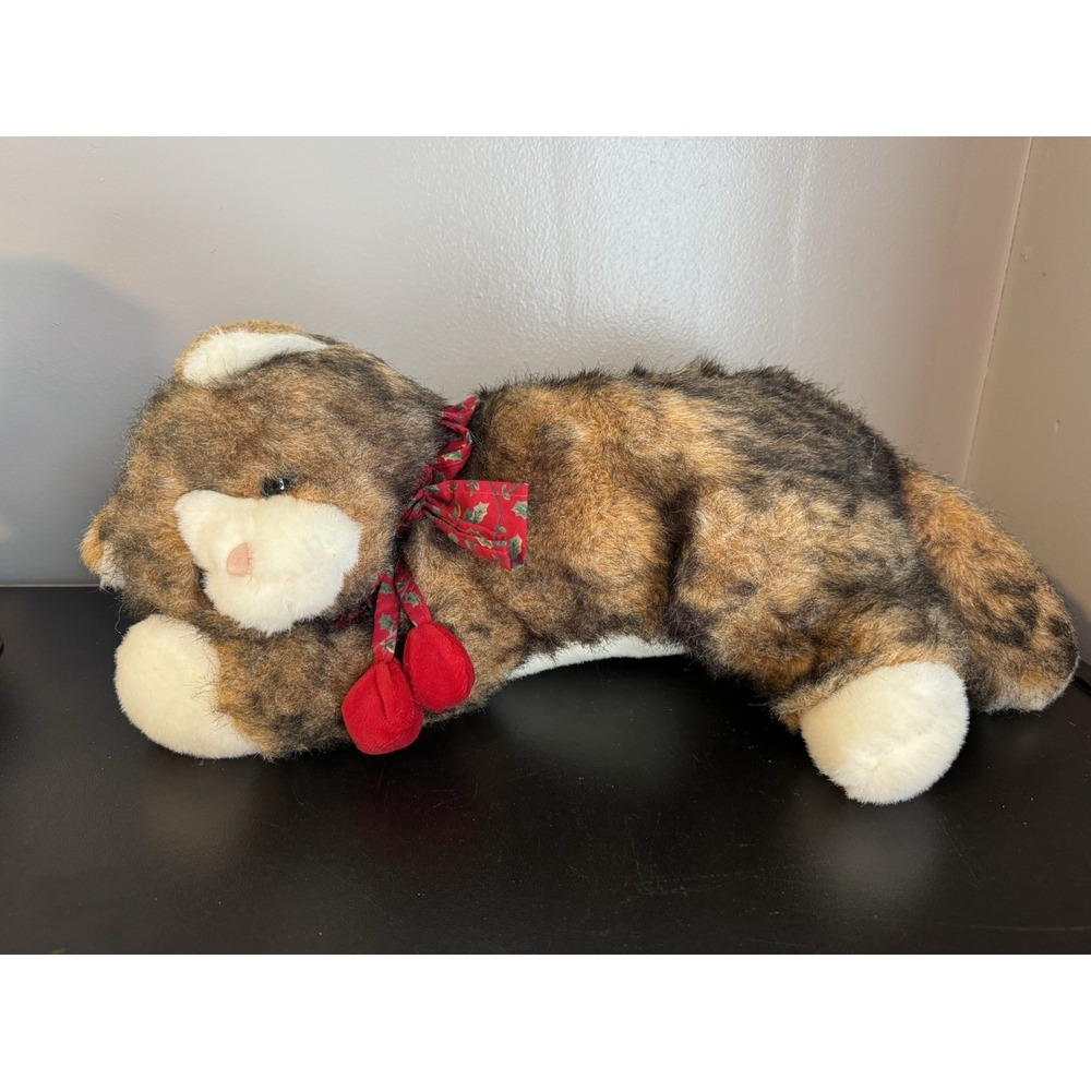 Vintage 1992 Nick & Noel Christmas Calico Cat Plush Toy Stuffed Animal